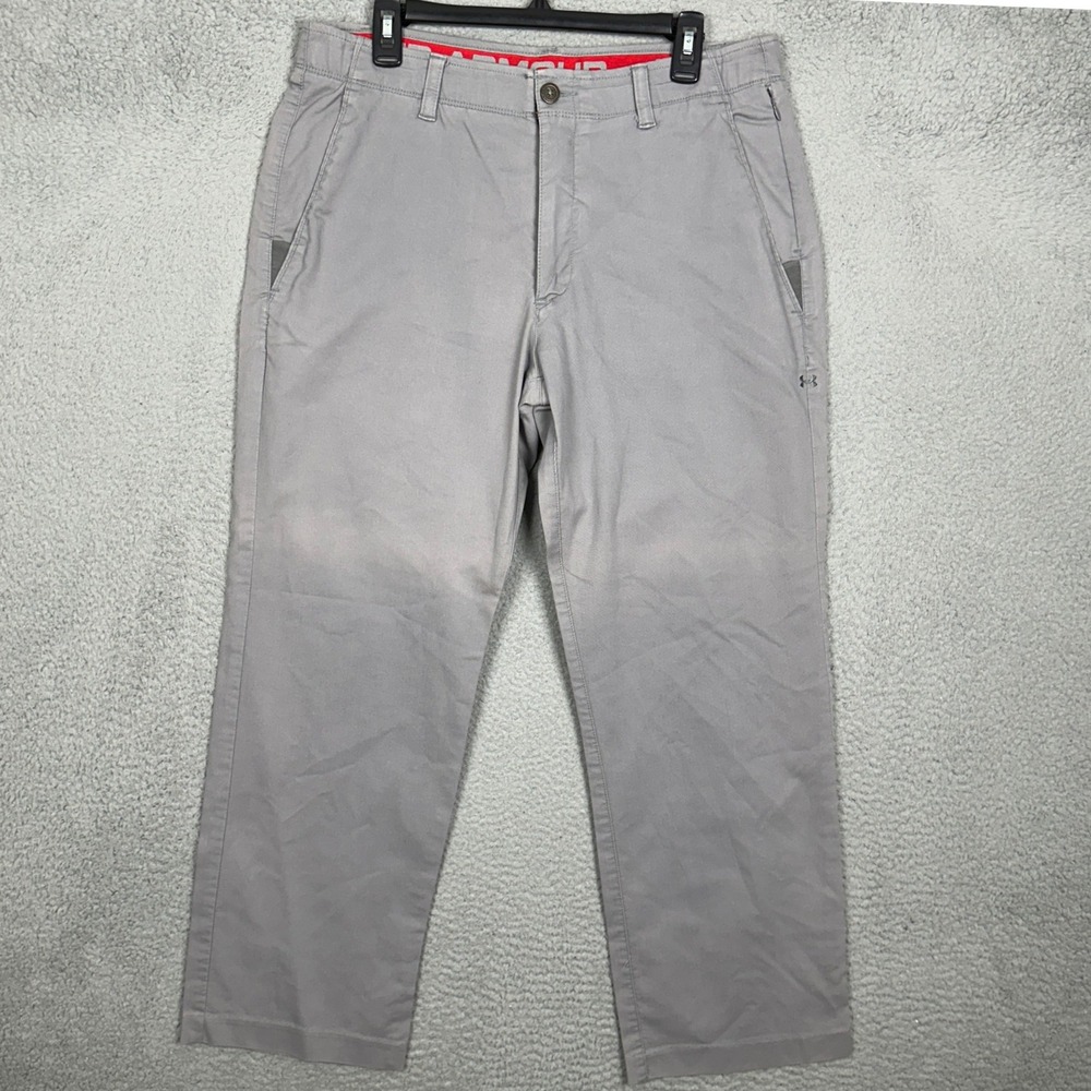 Under Armour Golf Pants Mens 36X30 Chino Grey Straight Leg Performance Athletic